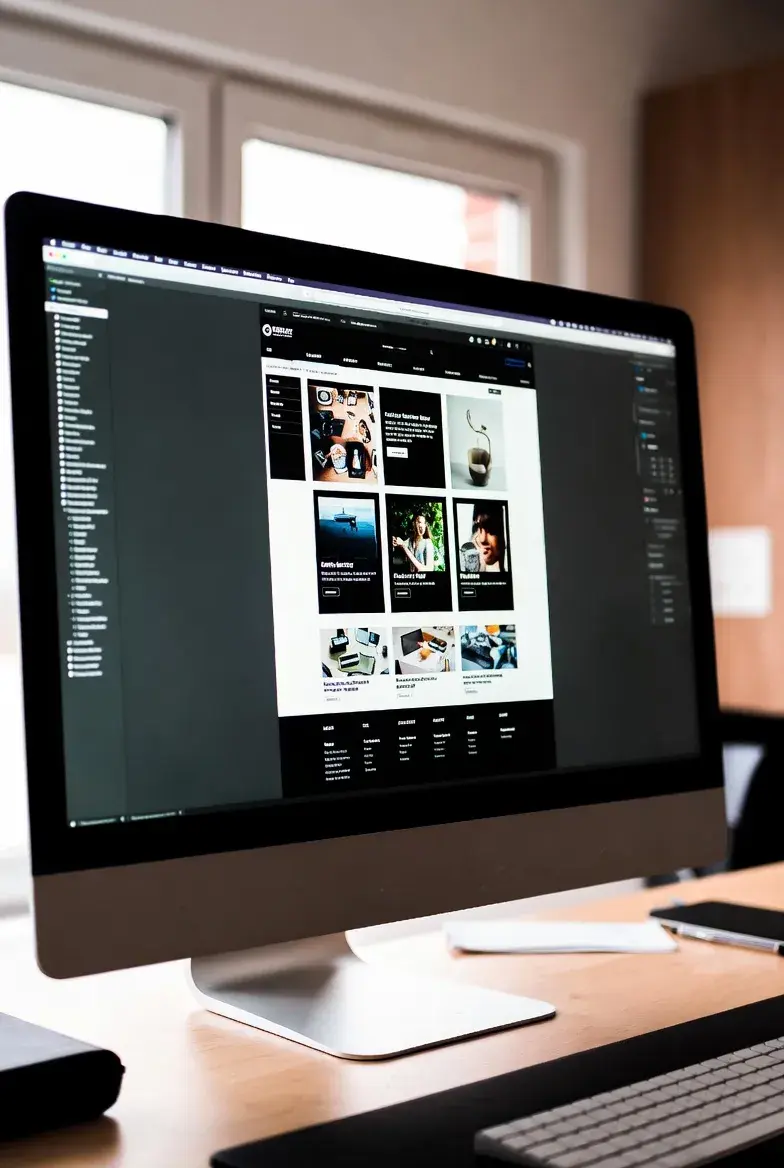 Website design process on screen